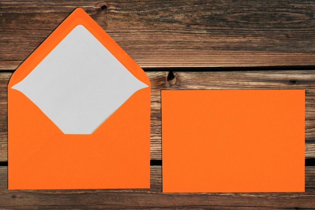 Briefhüllen mit Seidenfutter C6 114x162 mm Nassklebend Orange gerippt 100 g/qm